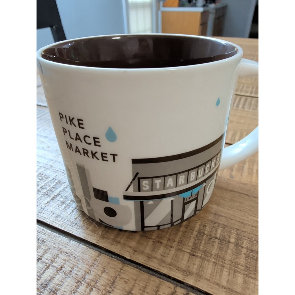 Starbucks 2017 You Are Here Pike Place Market Coffee Mug 14 oz White Brown